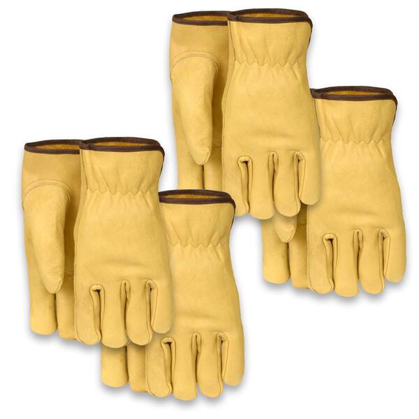 Midwest Gloves & Gear Men's Medium, Leather Work Glove (4-Pack)