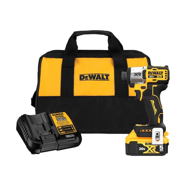 DEWALT 20-Volt Maximum XR Lithium-Ion Cordless Brushless 1/4 in. 3-Speed Impact Driver Kit with 5.0 Ah Battery, Charger and Bag