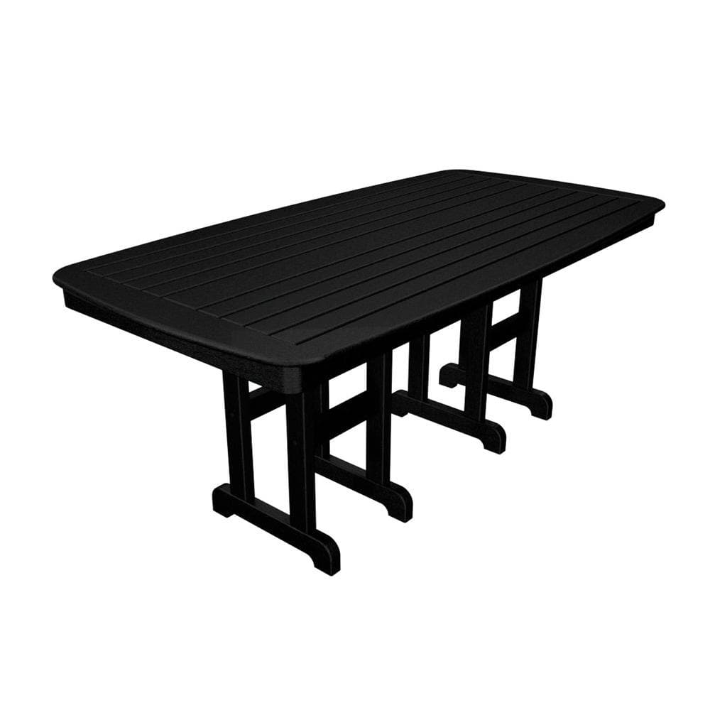 POLYWOOD Nautical 37 in. x 72 in. Black Plastic Outdoor Patio Dining Table -  NCT3772BL