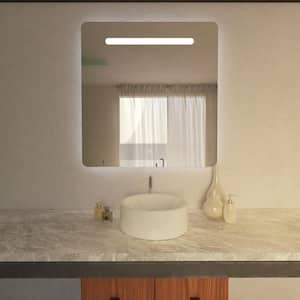Florence 34 in. W x 36 in. H Small Rectangular Frameless LED Wall Bathroom Vanity Mirror with Memory Dimmer and Defogger