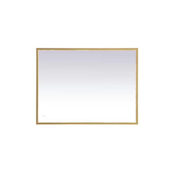 Unbranded Timeless Home 27 in. W x 36 in. H Aluminum Brass LED Mirror