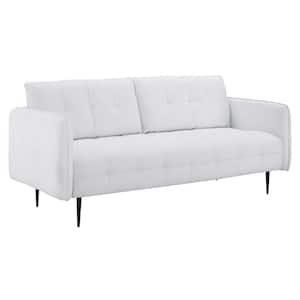 Cameron 75 in. White Polyester 4-Seat Sofa with Biscuit Tufting