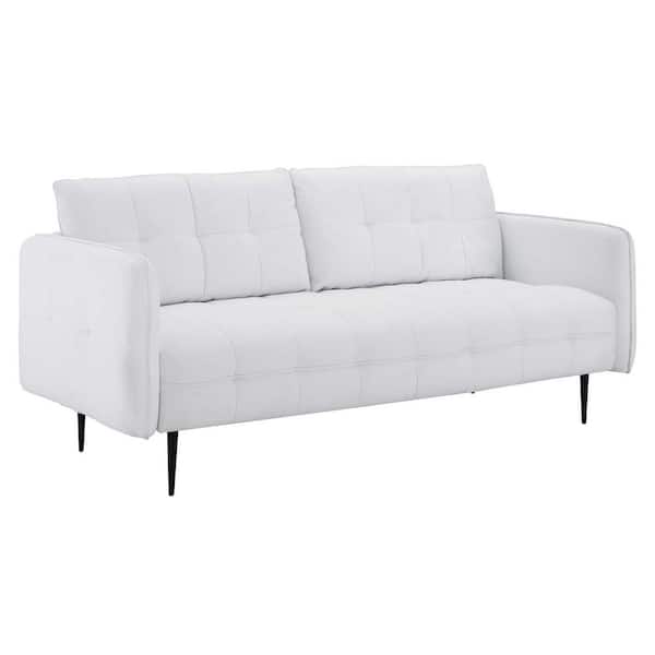 MODWAY Cameron 75 in. White Polyester 4-Seat Sofa with Biscuit Tufting