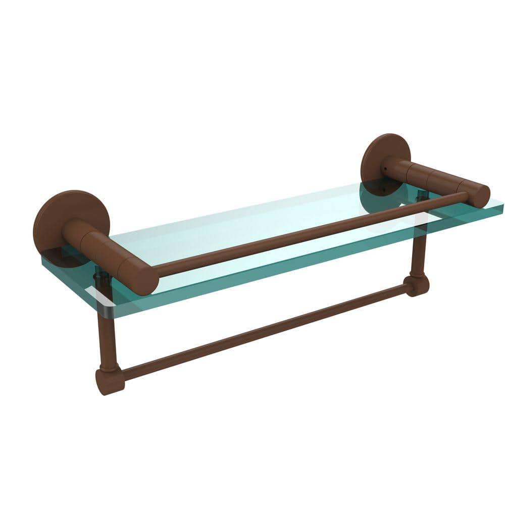 Allied Brass Fresno 16 in. L x in. H x in. W Clear Glass Bathroom Shelf  with Vanity Rail and Towel Bar in Antique Bronze FR-1/16GTB-ABZ The Home  Depot