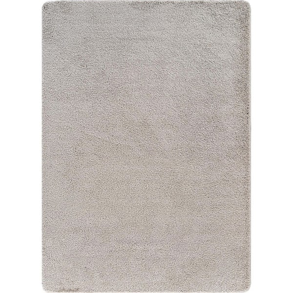 Silky 5 ft. x 7 ft. Gray Solid Plus Thick Pile Non Slip Easy Clean Non Shedding Modern Indoor Area Rug