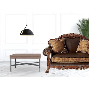 Amelia 44 in. Brown Faux Leather Arm Chair