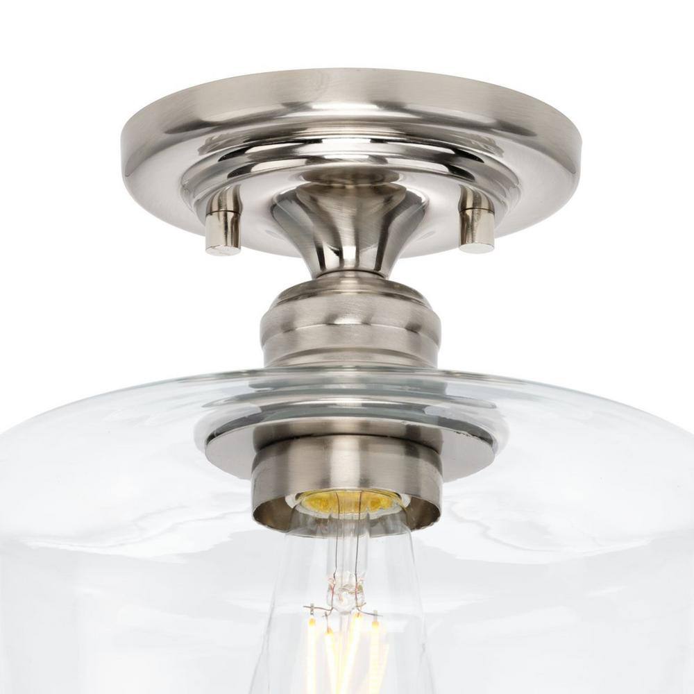 Aiken Brushed Nickel 9" Flush Mount with Clear Glass Shade
