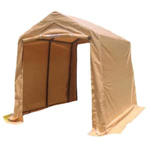 7 ft. x 8 ft. Sand Outdoor Gazebo Party Tent, Carport Canopy with 2 Roll up Zipper Doors & Vents