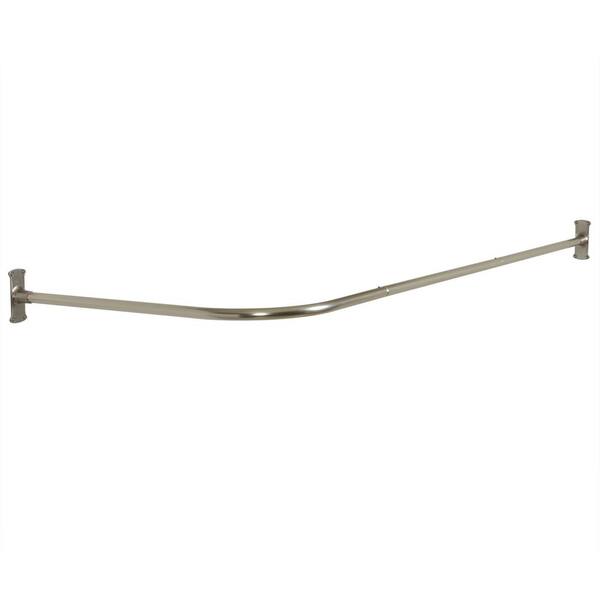Unbranded Commercial No Rust 66 in. Aluminum L Shaped Shower Rod with Vertical Ceiling Support in Brushed Satin Nickel