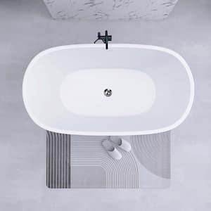 55 in. x 29.5 in. Oval Soaking Bathtub with Overflow, Chrome Pop-Up Drain Anti-Clogging in Gloss White