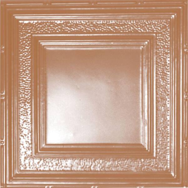 Shanko 2 ft. x 2 ft. Clip Up Tin Ceiling Tile in Satin Copper (24 sq. ft./case)