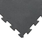 ReUz 0.24 in. T x 1.6 ft. W x 1.6 ft. L Black Rubber Flooring Tiles (44 sq. ft.) (16-Pack)