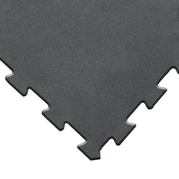 Goodyear ReUz 0.24 in. T x 1.6 ft. W x 1.6 ft. L Black Rubber Flooring Tiles (44 sq. ft.) (16-Pack)
