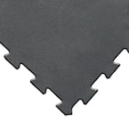 ReUz 0.24 in. T x 1.6 ft. W x 1.6 ft. L Black Rubber Flooring Tiles (11 sq. ft.) (4-Pack)