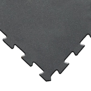 ReUz Black 20 in. x 20 in. x 0.24 in. Rubber Exercise/Gym Flooring Tiles (16 Tiles/Pack) (44 sq. ft.)