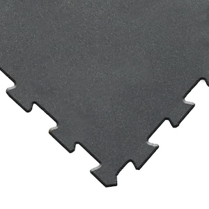 ReUz Black 20 in. x 20 in. x 0.24 in. Rubber Exercise/Gym Flooring Tiles (64 Tiles/Pack) (177 sq. ft.)