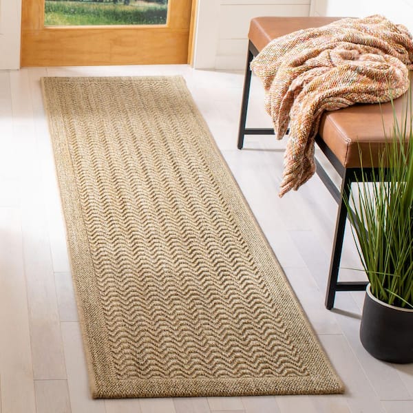 Palm Beach 2 ft. x 10 ft. Desert Sand Solid Color Border Runner Rug
