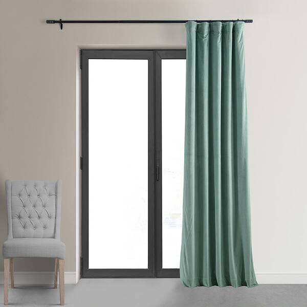 Piece Panel Drape Turquoise Rod Pocket  Velvet Curtain 