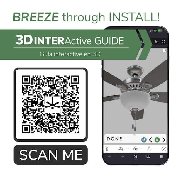 Hunter - Builder Deluxe 52 in. Indoor New Bronze Ceiling Fan with Light Kit