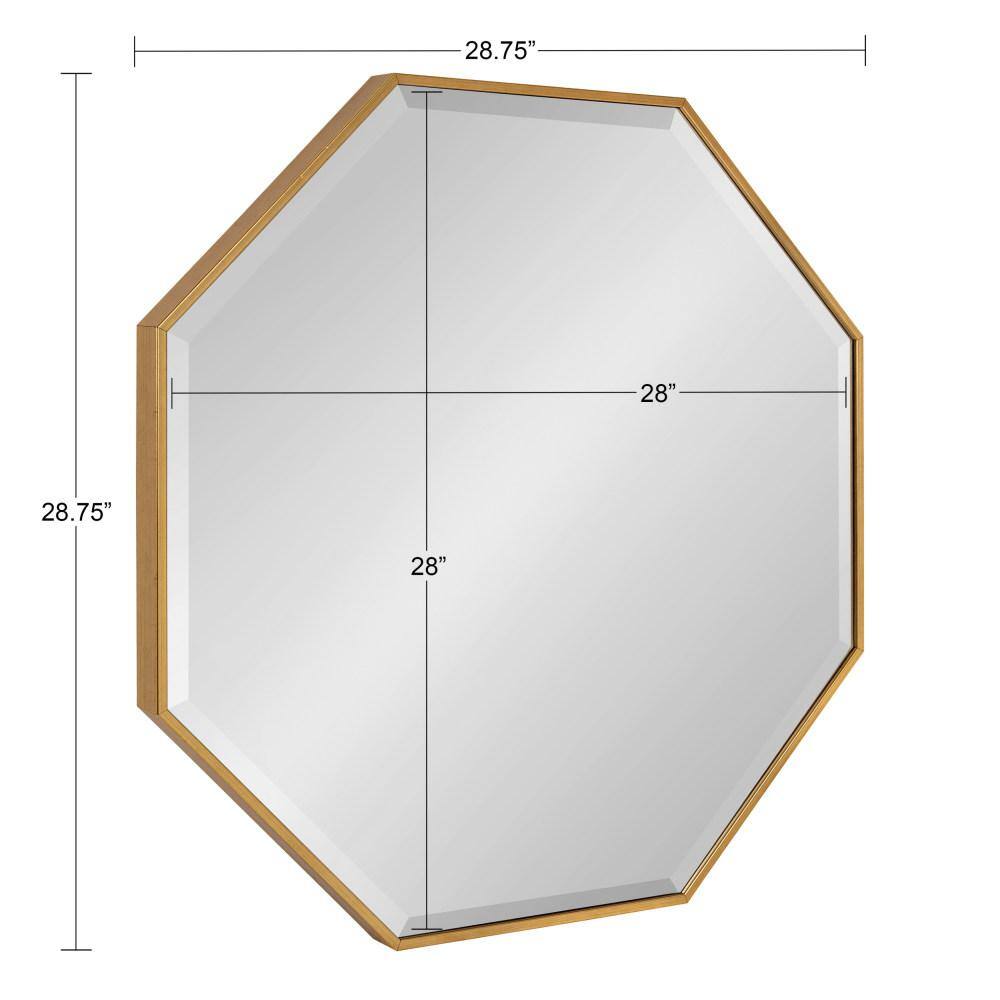 Gold Octagon Wall Mirror with Wood Frame, 34"