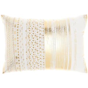 Luminescence Gold 14 in. x 20 in. Stripe Throw Pillow