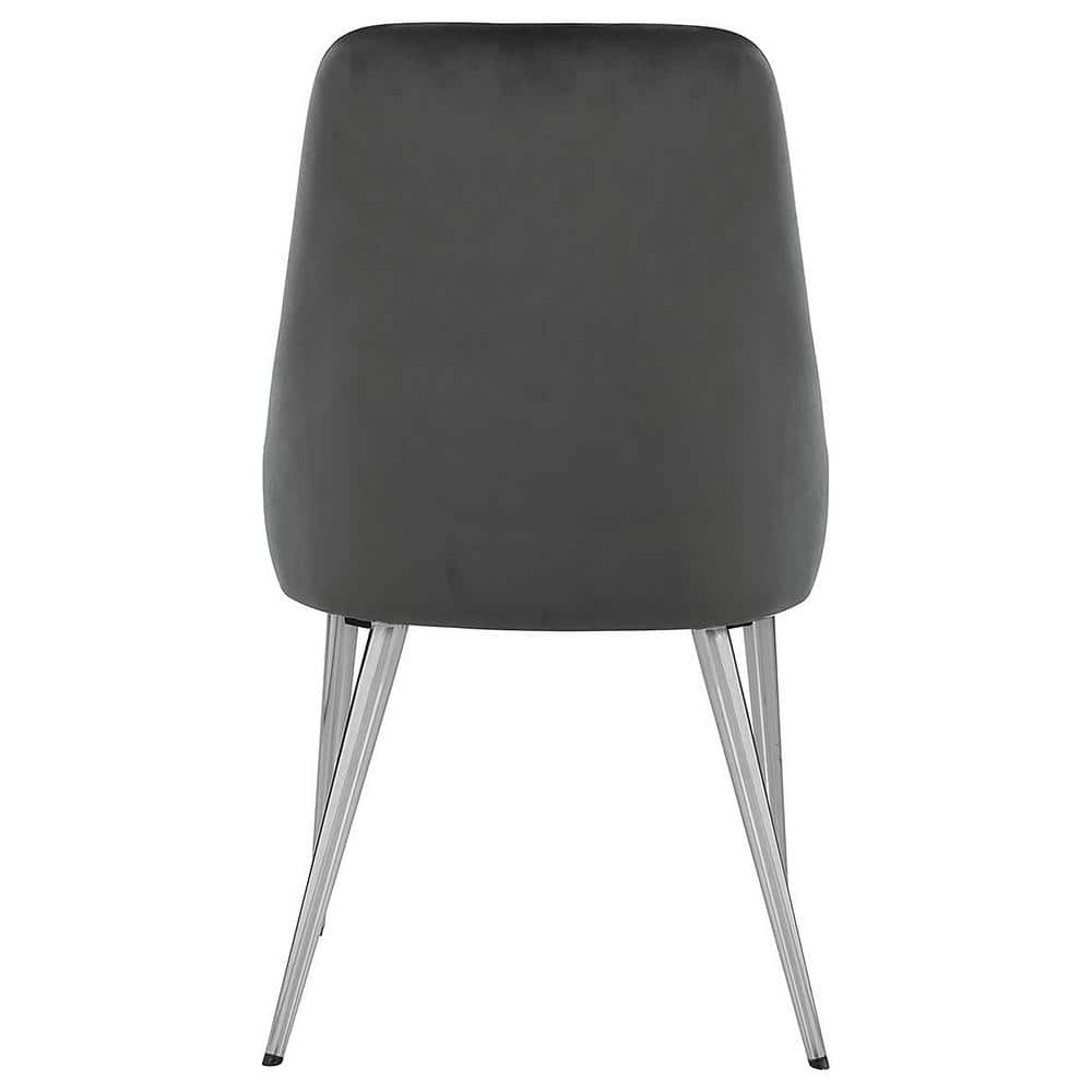 Gray Upholstered Metal High Back Side Chair