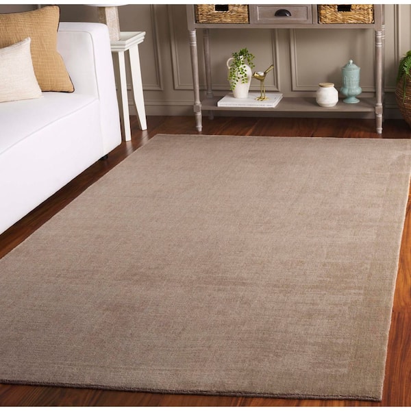 Mirage 9 ft. x 12 ft. Beige Solid Color Border Area Rug