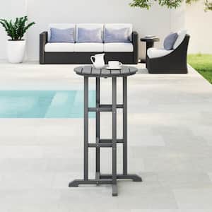 Laguna 24 in. Round Pub Height HDPE Plastic Dining Outdoor Bar Bistro Table in Gray