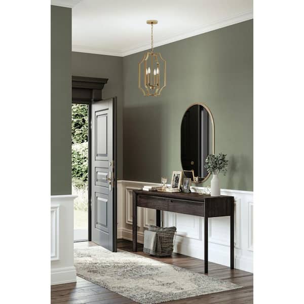 Cloverhill Collection 60-Watt 13.5 in. 4-Light Brushed Gold Pendant Light No Bulbs Included for Foyer and Kitchen