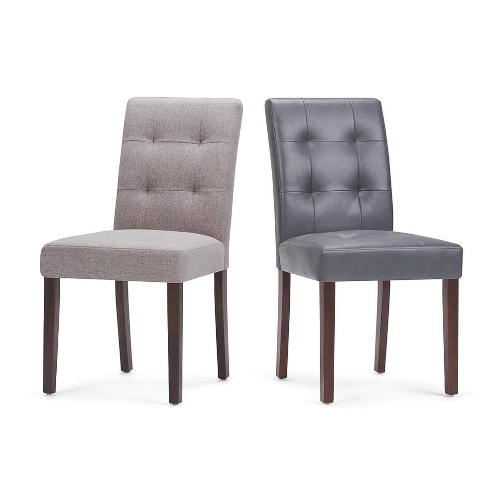 Stone Grey Faux Leather Upholstered Parsons Side Chair Set