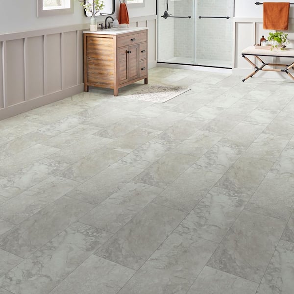 Inverness Travertine 22 MIL x 11.9 in. W x 23.8 in. L Click Lock Waterproof Vinyl Tile Flooring (17.7 sqft/case)