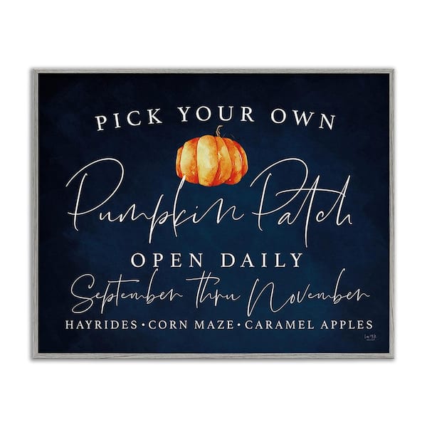 Stupell Industries Pick Your Own Pumpkins by Lux plus Me Designs 1 Piece Framed Graphic Print Typography Poster Art Print 14 in. x 11 in.