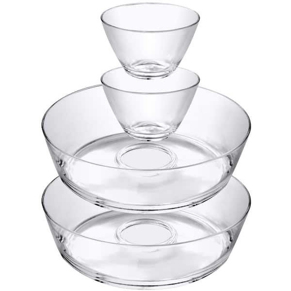2-Pack Plastic Chip and Dip Bowl, Clear Serving Platter for Chips, Salsa, Veggies, Snacks and More