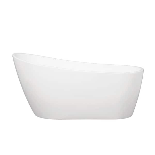 CASAINC 55 in. Acrylic Flatbottom Non-Whirlpool Bathtub in White