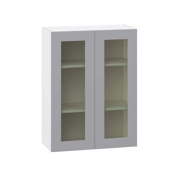 Roseland 30 in. W x 14 in. D x 40 in. H Assembled Shaker Glass Door Specialty Wall Kitchen Cabinet in Slate Gray
