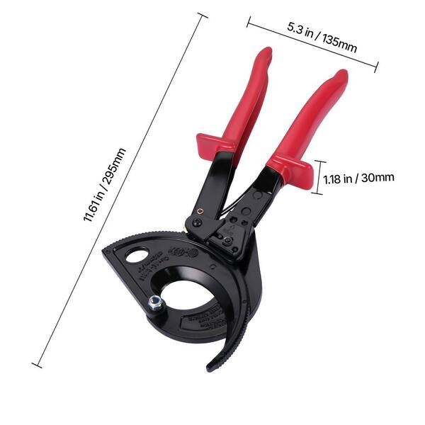 11 in. Ratcheting Cable Cutter, Heavy Duty, Steel Silicon-Manganese Blade for Cutting Up to 400 sq. mm / 780 MCM Wire