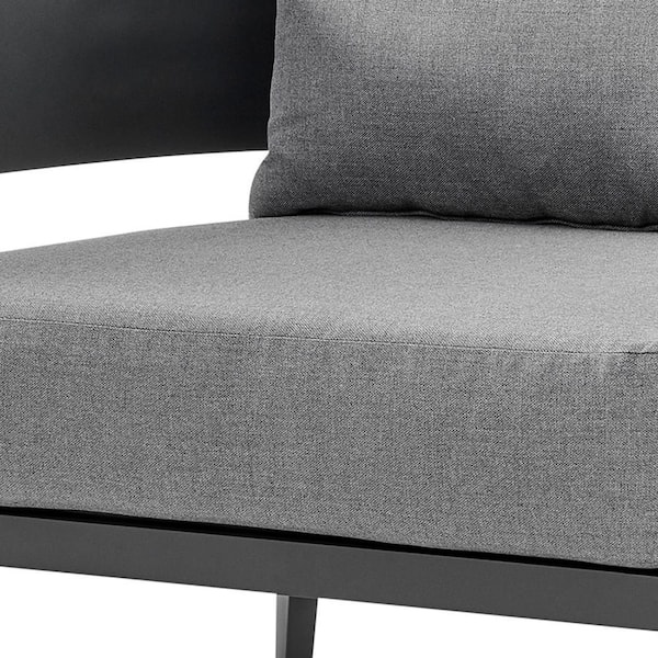 Enya Dark Gray Curved Aluminum Frame Outdoor Lounge Chair with Dark Gray Polyester Cushions