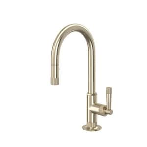 Graceline Single Handle Pull Down Sprayer Kitchen Faucet with Secure Docking in Satin Nickel