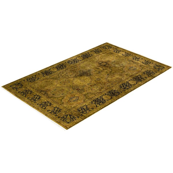 Overdyed Gold 4 ft 7 in x 7 ft 4 in Wool Indoor Area Rug