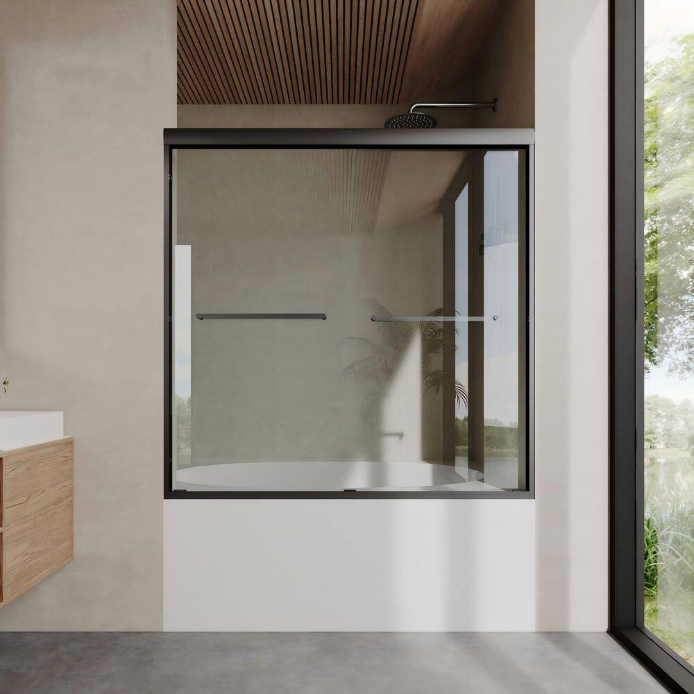 56-60 in. W x 60 in. H Sliding Framed Tub Door in Brushed Nickel Finish with 1/4 in. (6mm) Clear Tempered Glass, SGCC price history on PriceWatchPro