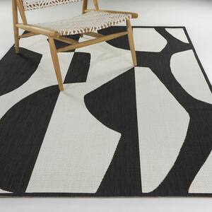Rodin Charcoal 5 ft. x 7 ft.  Abstract Indoor/Outdoor Area Rug