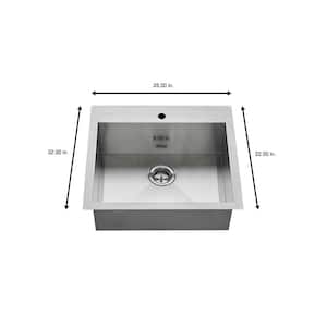 Edgewater All-in-One Undermount Stainless Steel 25 in.1-Hole Single Bowl Kitchen Sink with faucet in Stainless Steel