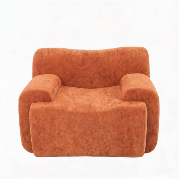 Wide Modern Upholstered Oversized Accent Chair 42 in. Orange Chenille Fabric Foam+Spring No Assembly Required