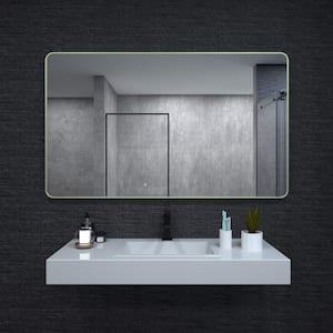 60 in. W x 36 in. H Rectangular Framed Wall Bathroom Vanity Mirror in Matte Green