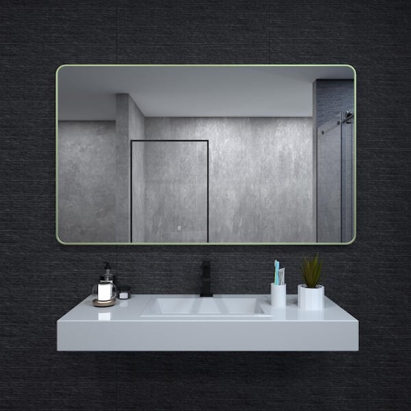 niveal 60 in. W x 36 in. H Rectangular Framed Wall Bathroom Vanity Mirror in Matte Green