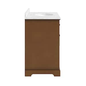 Washington 36 in. W x 21.5 in. D x 35 in. H Single Sink Freestanding Bath Vanity in Brown with White Carrara Marble Top