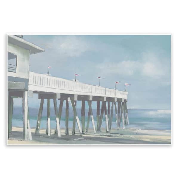 Stupell Industries Extended Pier over Beach by Liz Jardine Unframed Coastal Graphic Art Print 10 in. x 15 in.