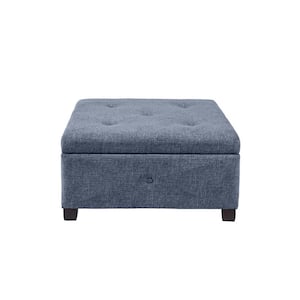 Lucas Blue Fabric Soft Close Storage Ottoman