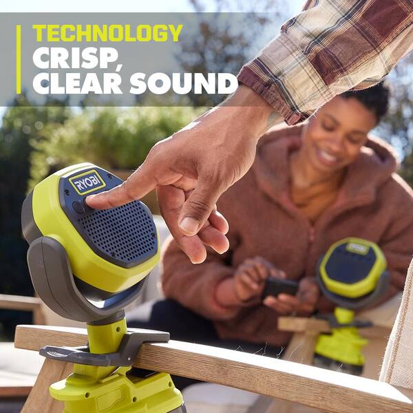 RYOBI ONE+ 18V Cordless VERSE Clamp Speaker (2-Pack) with 6.0 Ah HIGH PERFORMANCE Battery (2-Pack)