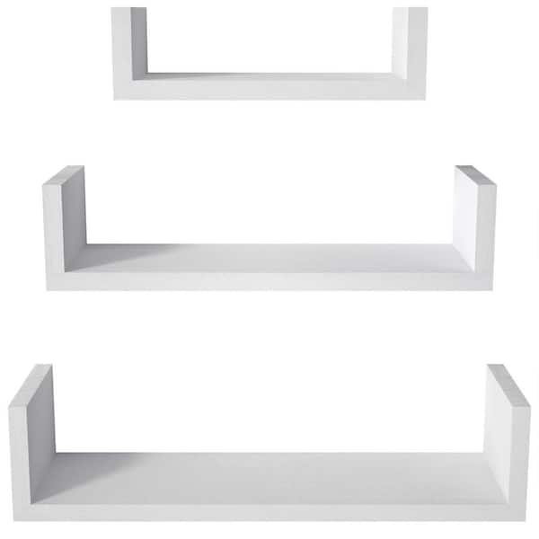 Angel Sar Solid Wood Floating Shelves Wall Mounted for Home, White (3-Pack)